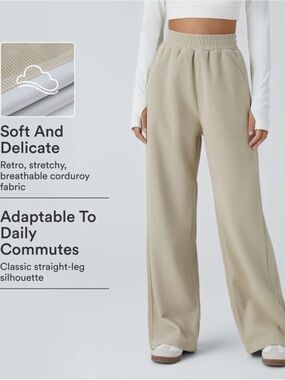 High Waisted Pocket Straight Leg Baggy Mop Corduroy Casual Pants